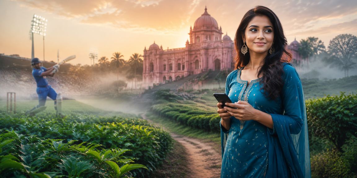 ঢাকায় সালোয়ার কামিজ পরা একজন তরুণী mel bet - এ ক্রিকেট বেটিং উপভোগ করছেন